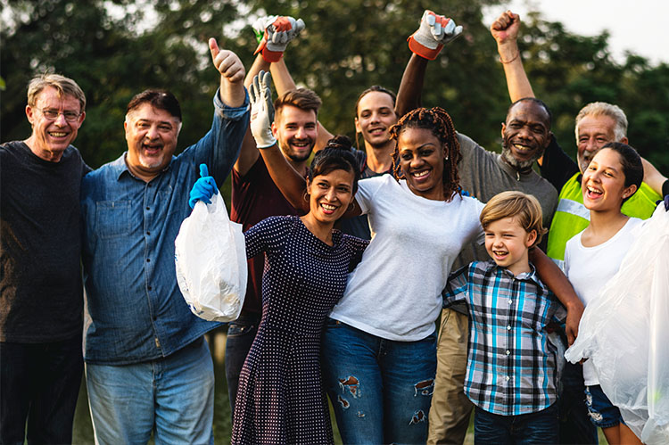 Group of people cheering