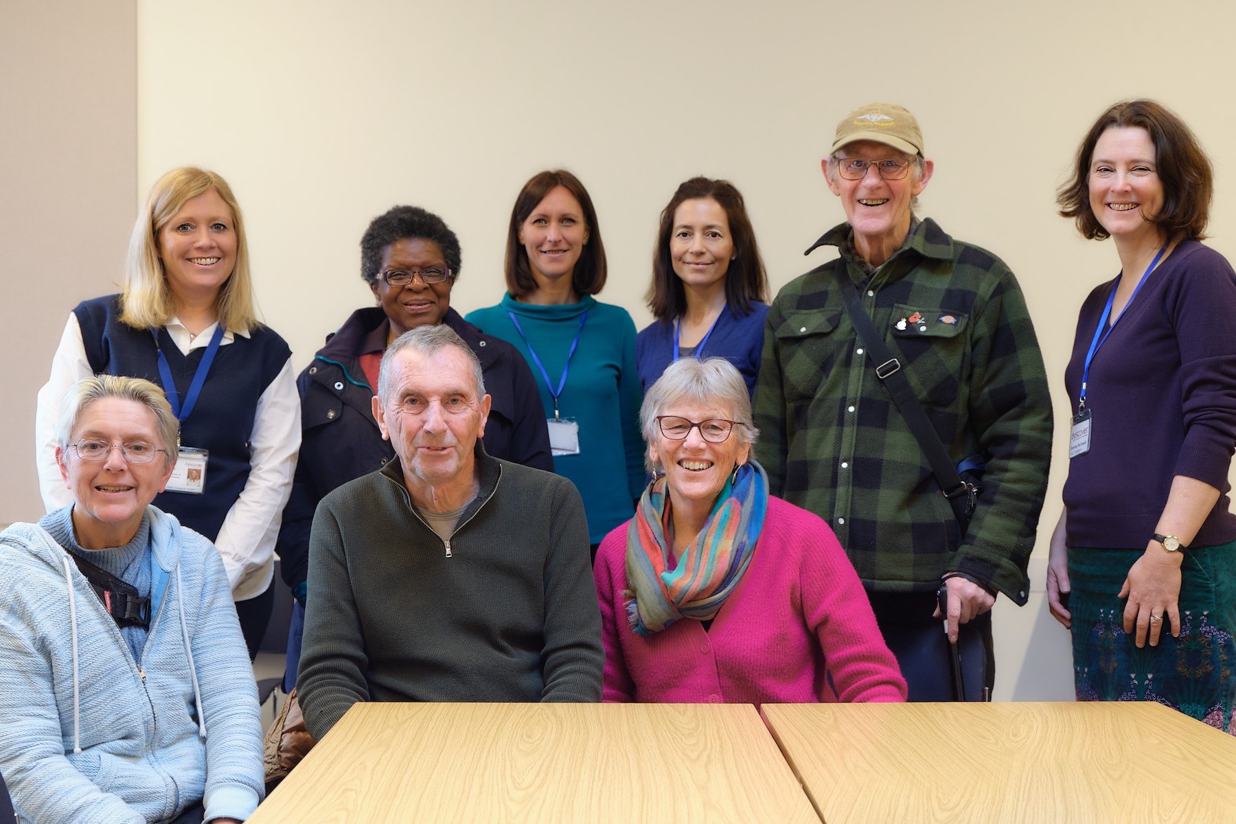 Janet and Julian Galpin (centre) with some Dyscover staff and other members.