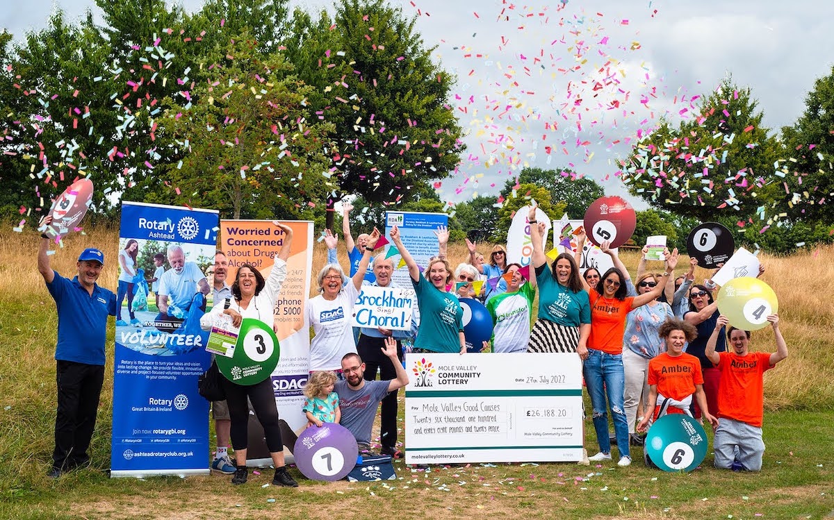 Representatives from Mole Valley Good Causes together in Meadowbank Park